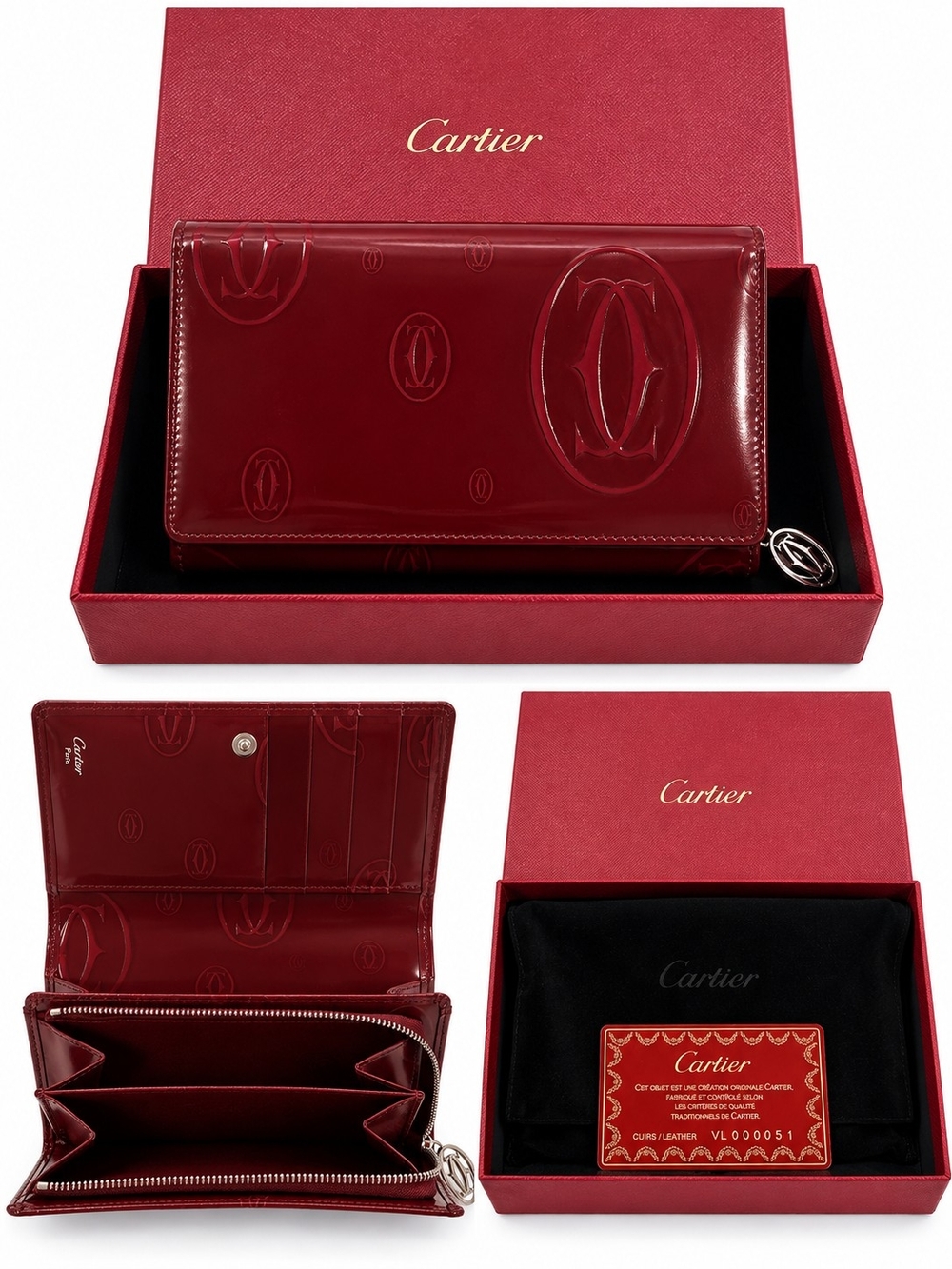 Cartier Happy Birthday Patent Leather Wallet